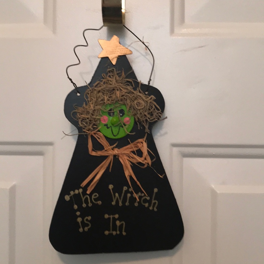 Hand painted “The Witch is In/Out” plaque